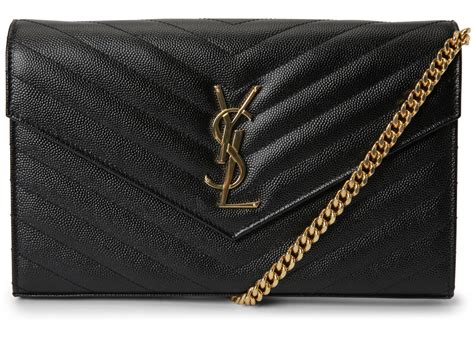 ysl monogramme chain clutch grain de poudre black